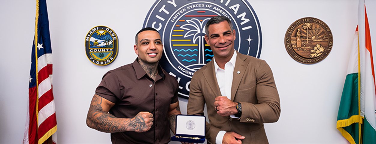Mateo Attalla receiving the Key to the City of Miami